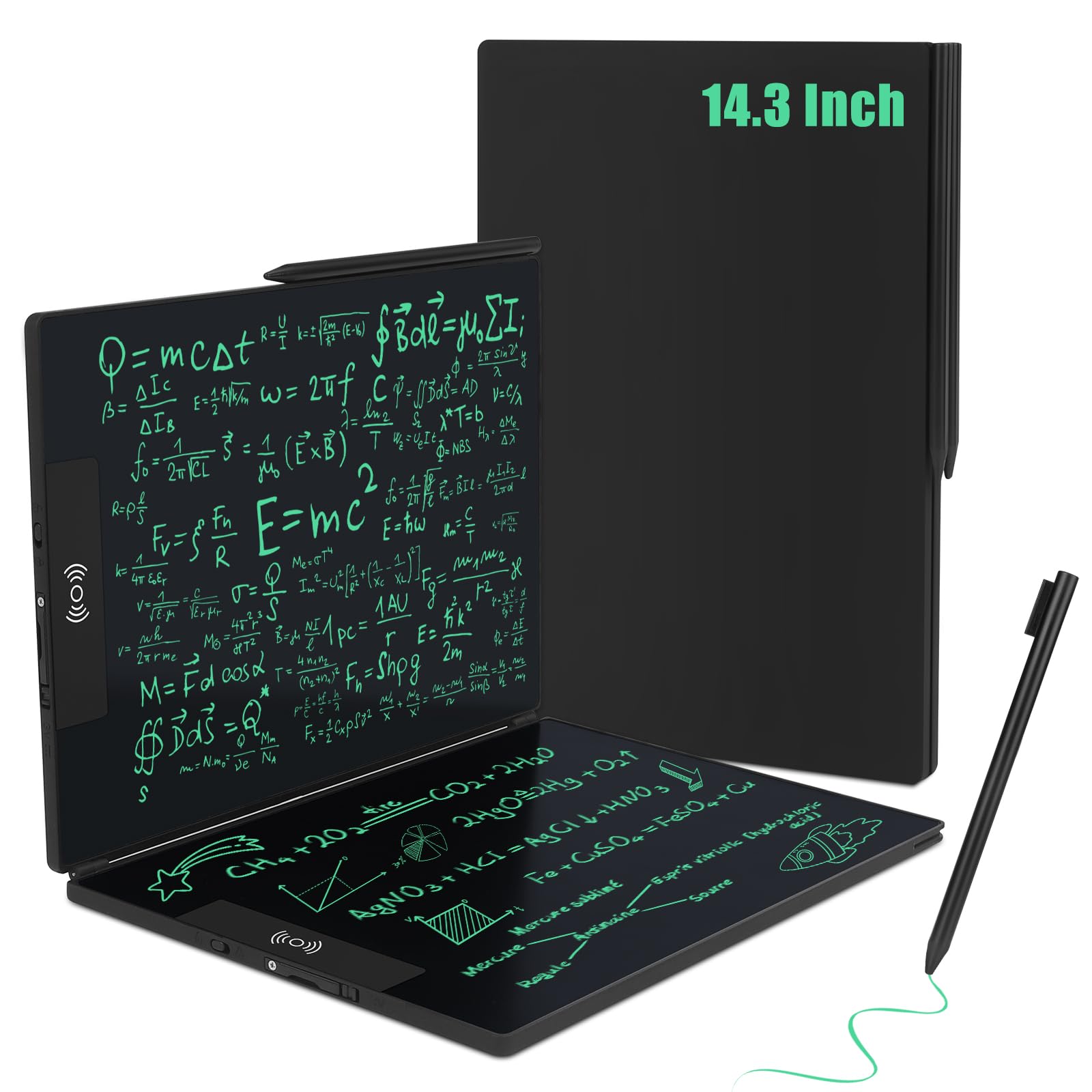 LCD Schreibtafel, Czemo14.3 Zoll Faltbare LCD Maltafel für Erwachsene Büro, Digitales Zeichenbrett mit 0.5mm Monochromlinien, Schreib-Zeichenblock für Notizen, Memo, to-Do-Listen, Skizzen