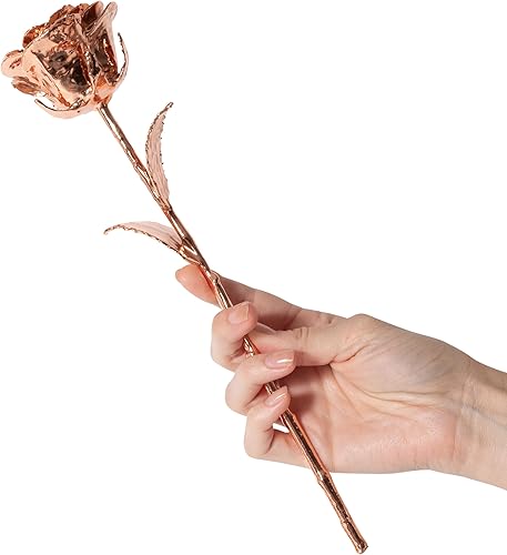 Miniatura 6 de VonDelve Rosa real bañada en oro rosa de 24 quilates, flor auténtica natural seleccionada a mano preservada como un recuerdo eterno para esposa,