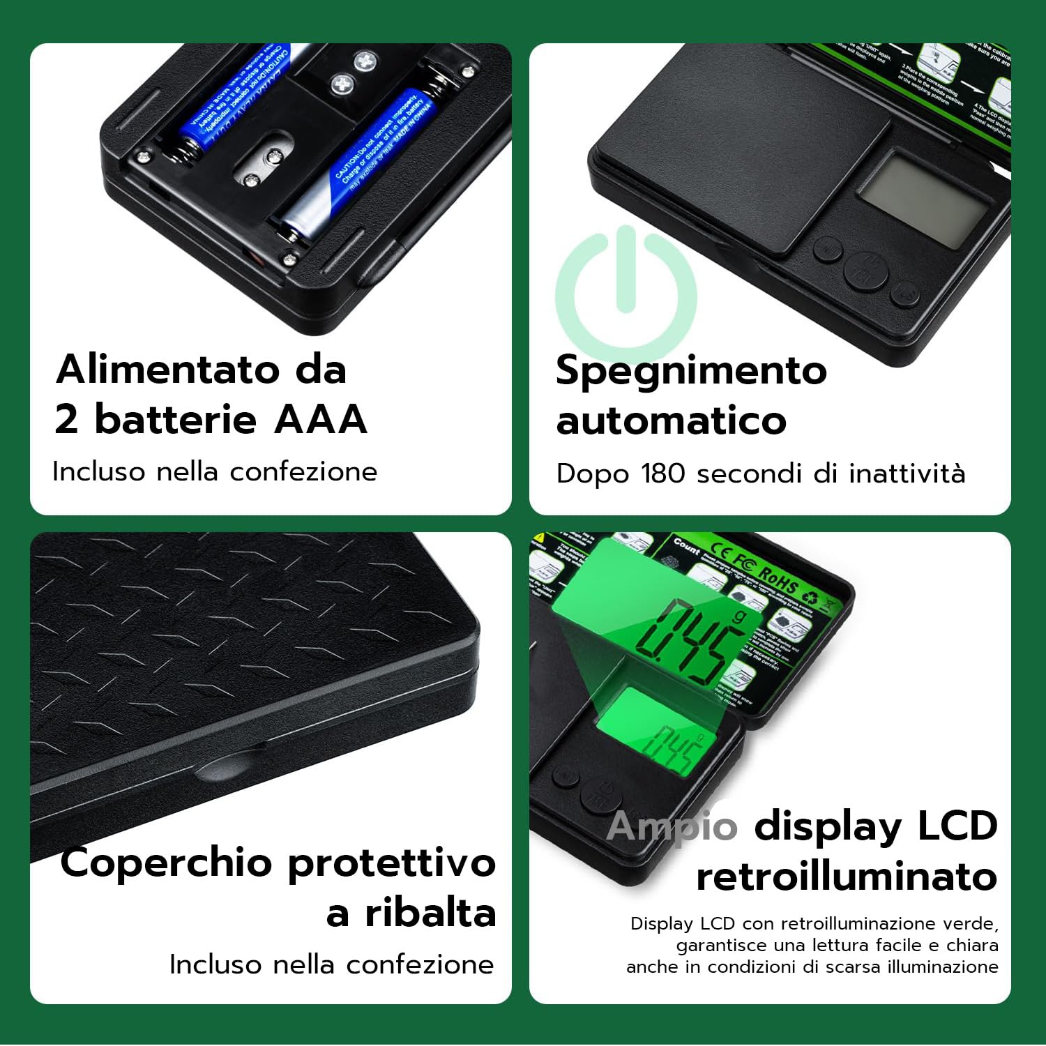 500g/0.01g Bilancia di Precisione, Bilancia Digitale Grammi con Funzione di Tara e 7 Unità di Misura,Mini Bilancia Tascabile Portatile per Gioielli Cucina,Bilancino di Precisione Digitale