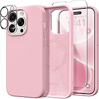 Vista 125 de GONEZ Funda de silicona para iPhone 14 Pro Max, compatible con MagSafe, con protector de pantalla + protector de lente de cámara, silicona líquida a