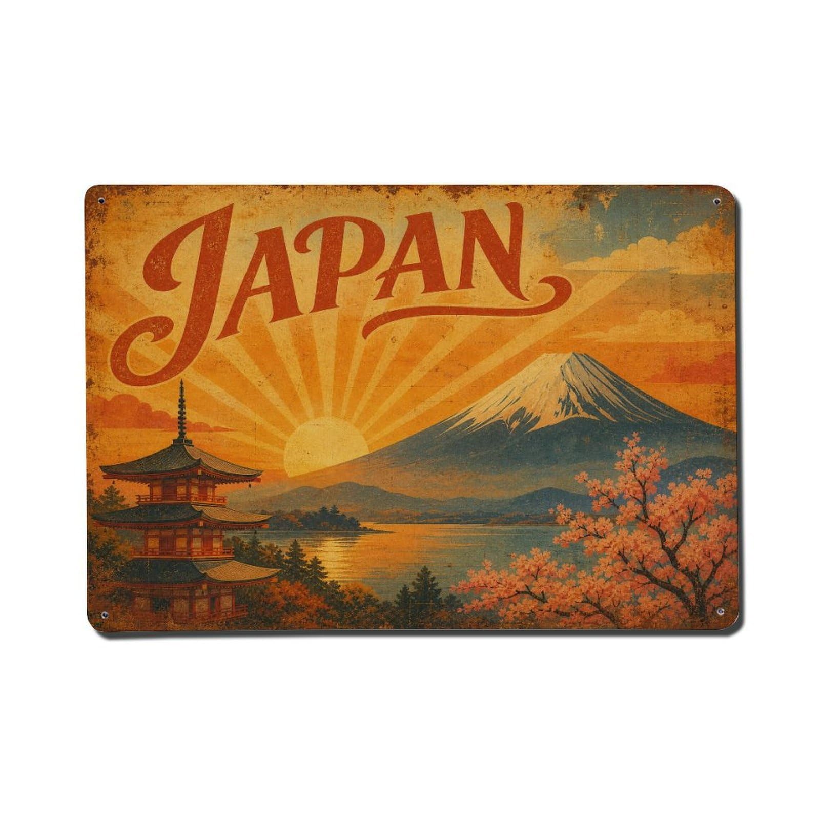 Huiyhb 8X12inch(20X30cm) Vintage Travel Japan Sunrise Metal Tin Sign