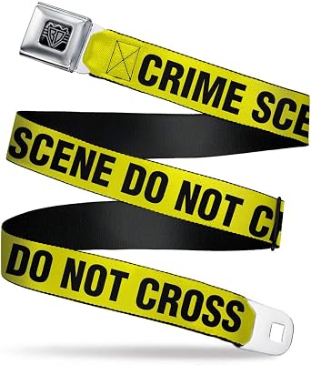 Belt Seatbelt Buckle Crime Scene Do Not Cross Yellow Black 32 to 52 Inches