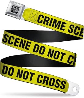 Buckle-Down Men's Seatbelt Belt Police W, L, Multicolor, 1.5" Wide, 24-38" Long