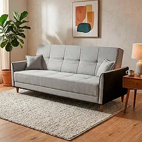 Sofá Cama Sérvia 2,00m Cinza Linho Rústico - King House