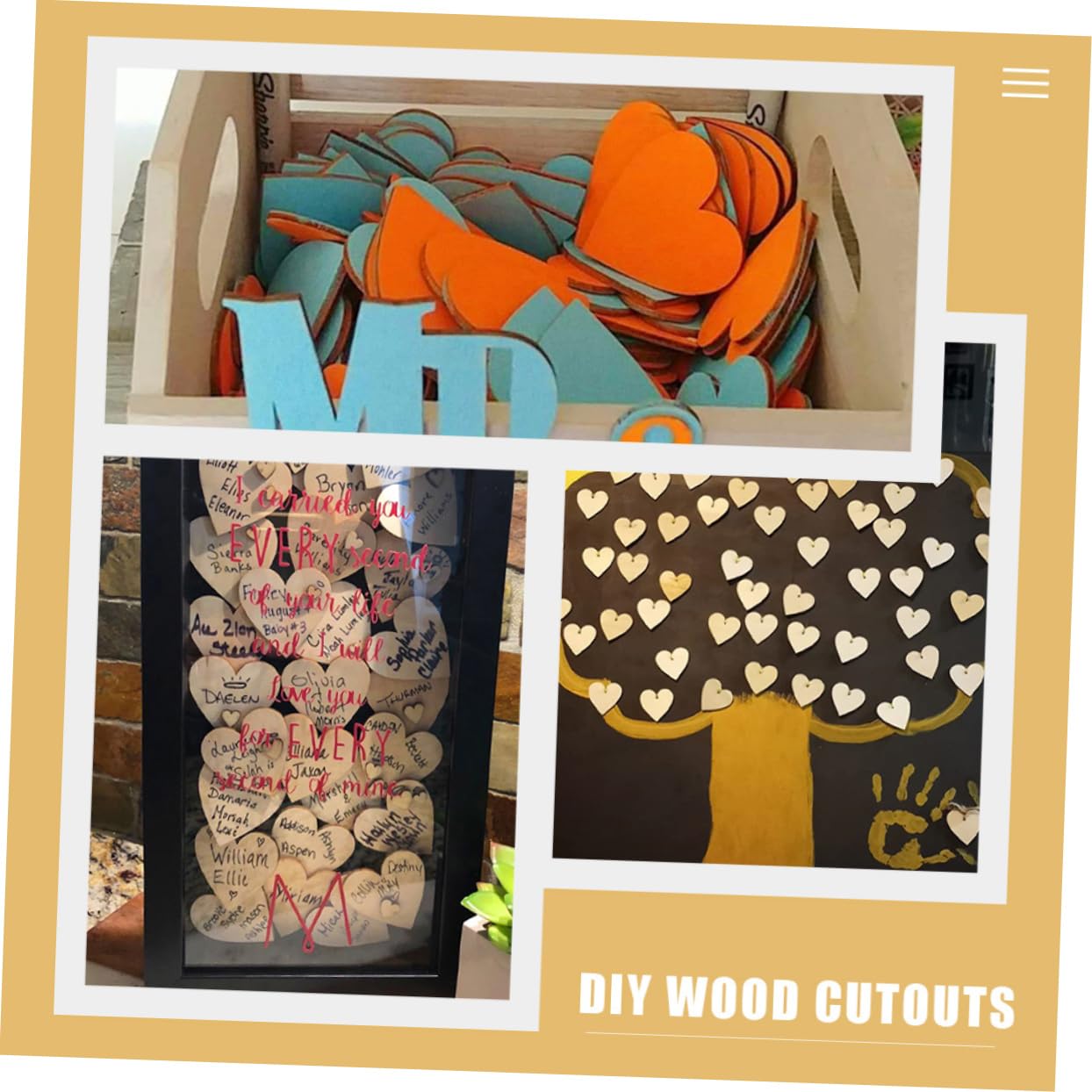 SHINEOFI 3 Sätze Herzdekoration Aus Holz Holzherzen Für Handarbeiten Holzherzen Für Hochzeitsdekoration Karte Motel-schlüsselanhänger Leer Herz Diy Holzschmuck Holzausschnitte 200 Stück * 3
