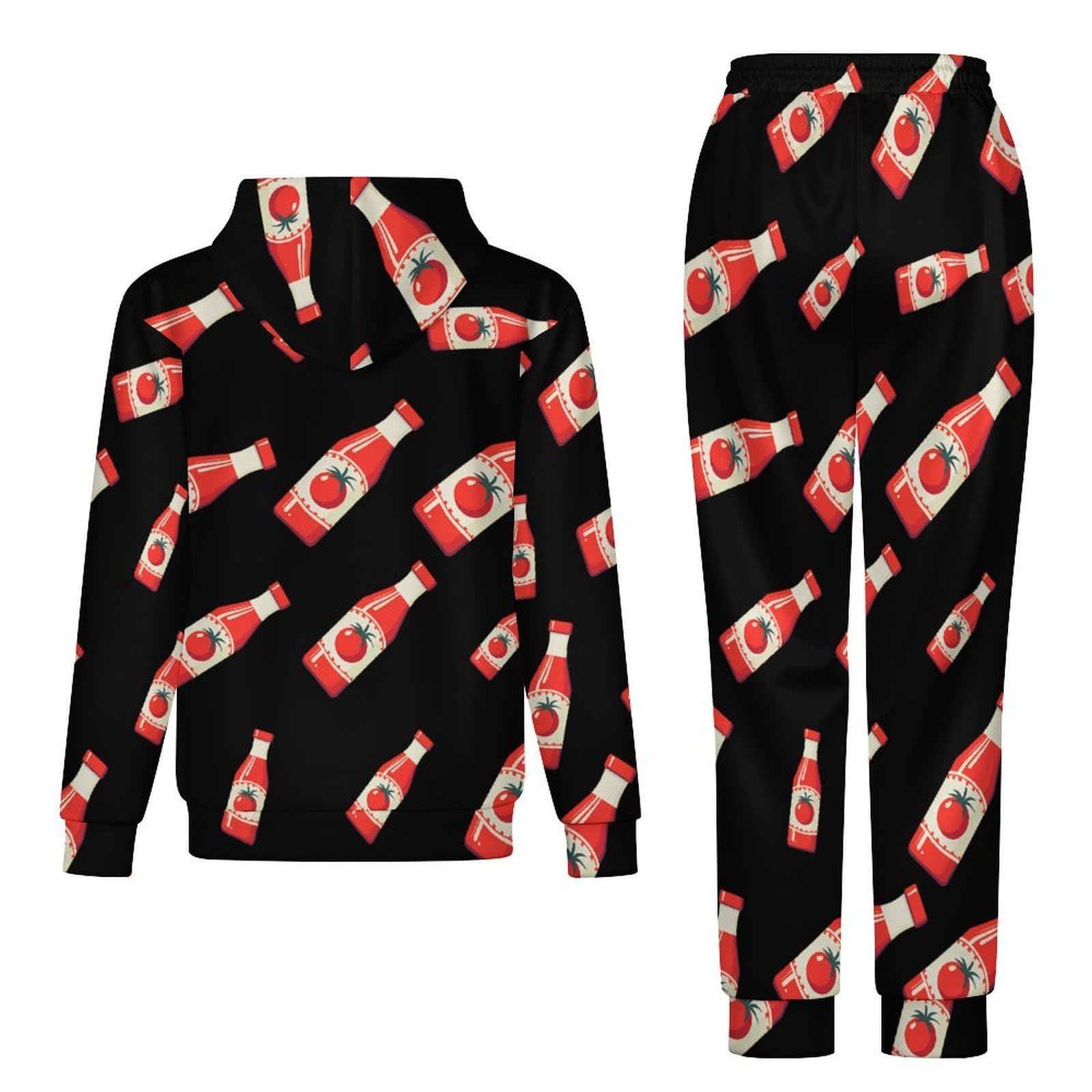 Ketchup Bottle Set felpa da uomo 2 pezzi Lounge Jogger Set Casual Tuta Confortevole Pullover con Cappuccio