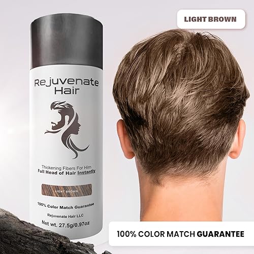 Miniatura 2 de Fibras para adelgazar el cabello (marrón claro), polvo de cabello indetectable para hombres y fibras 100% naturales para construir el cabello,