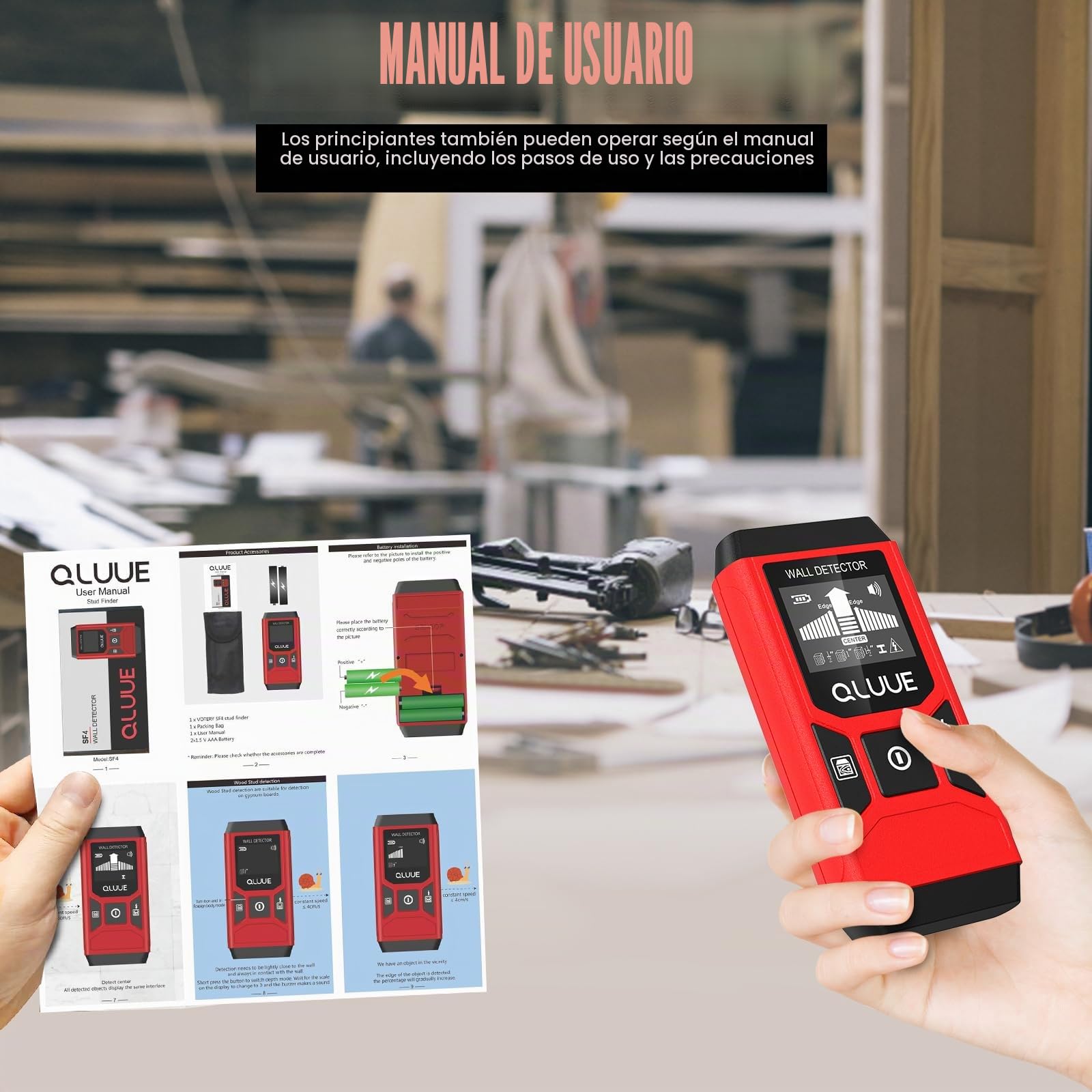 Detector de cables Dispositivo de localización 5 en 1 Detector de vigas multifuncional con pantalla LCD y alarma acústica para encontrar cables eléctricos, vigas de madera, tubos metálicos, etc