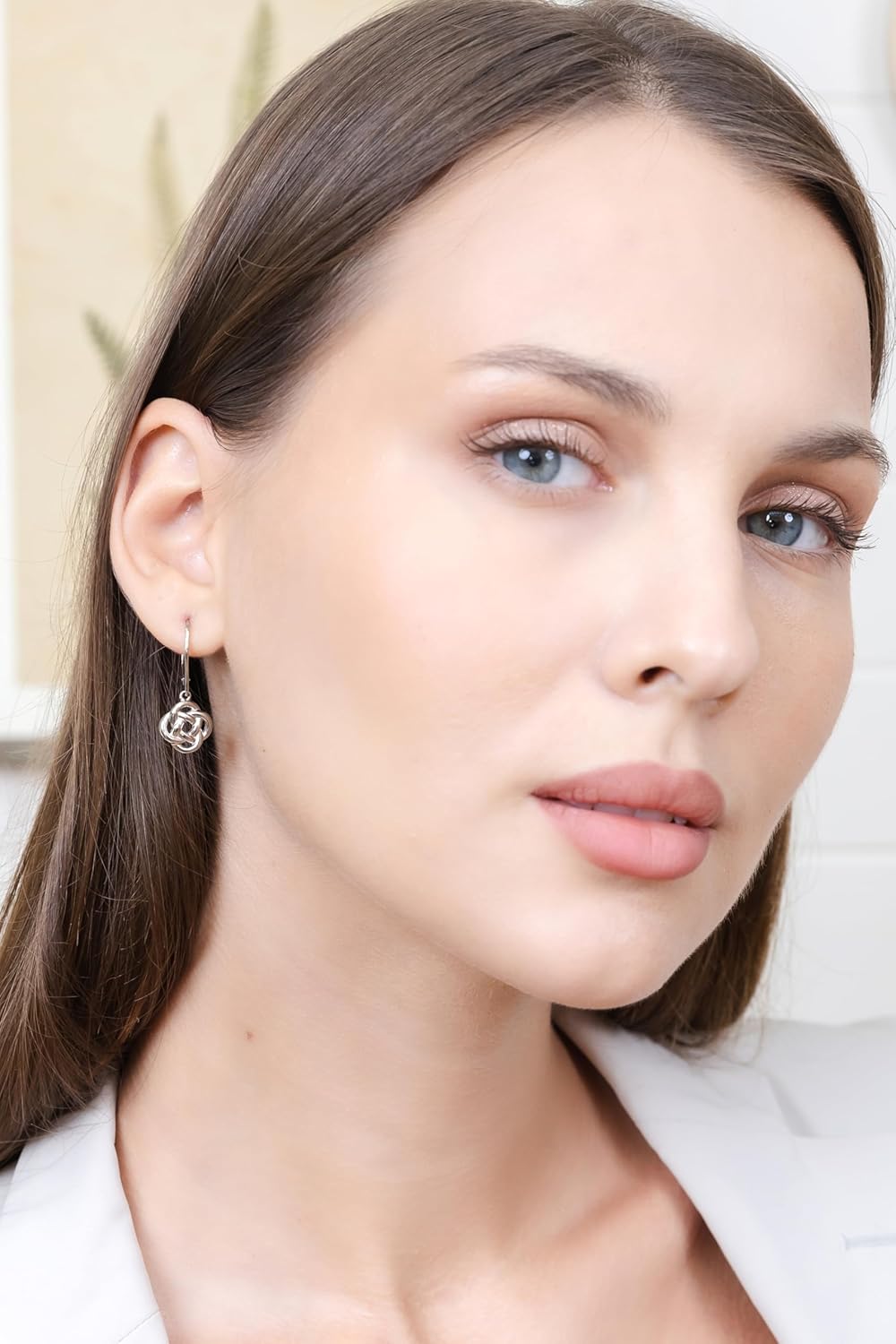 Hoops & Loops 925 Sterling Silver Love Knot Flower Eternity Irish Celtic Design Dangle Leverback Drop Dangle Earrings for Women, Silver, 14k Yellow Gold, Rose Gold & Black Flashed Plate Sterling Silver - Image 7