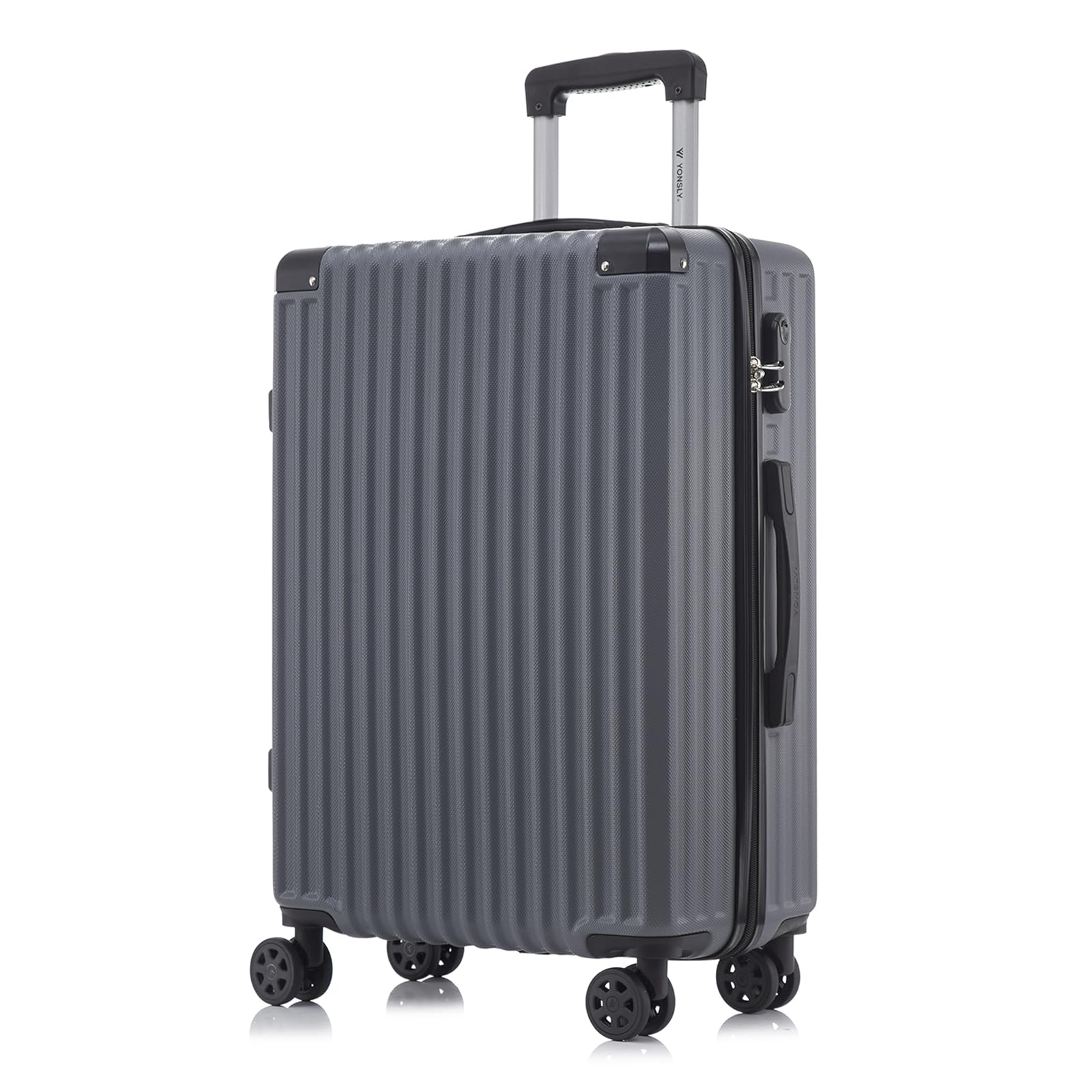 yonsly Koffer Suitcase, Trolley Reisekoffer, Rollkoffer Handgepäck mit 4 Rollen 360°, ABS Hartschalen, Sicherheitsschloss, Weicher Gummigriff, 210D-Futter