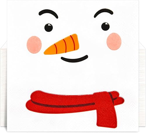 Miniatura 1 de 200 servilletas de Navidad, muñeco de nieve, desechables, de papel, cóctel, bebida, almuerzo, cena, vacaciones, suministros de fiesta de Navidad,