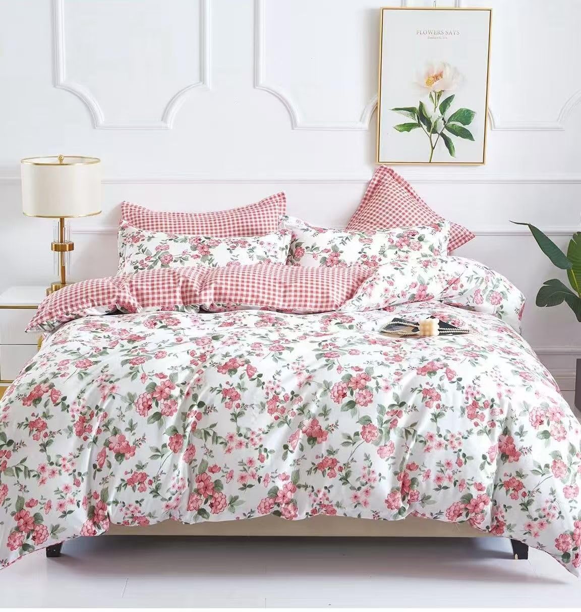 Bedding Set Duvet Cover Set 220×240cm，King size-6Pcs One Set with 1 Quilt Cover +1 Fitted Sheet +4 Pillow Cases，Soft Cotton Comforter Cover Set (S6, KING SIZE) S6 KING SIZE