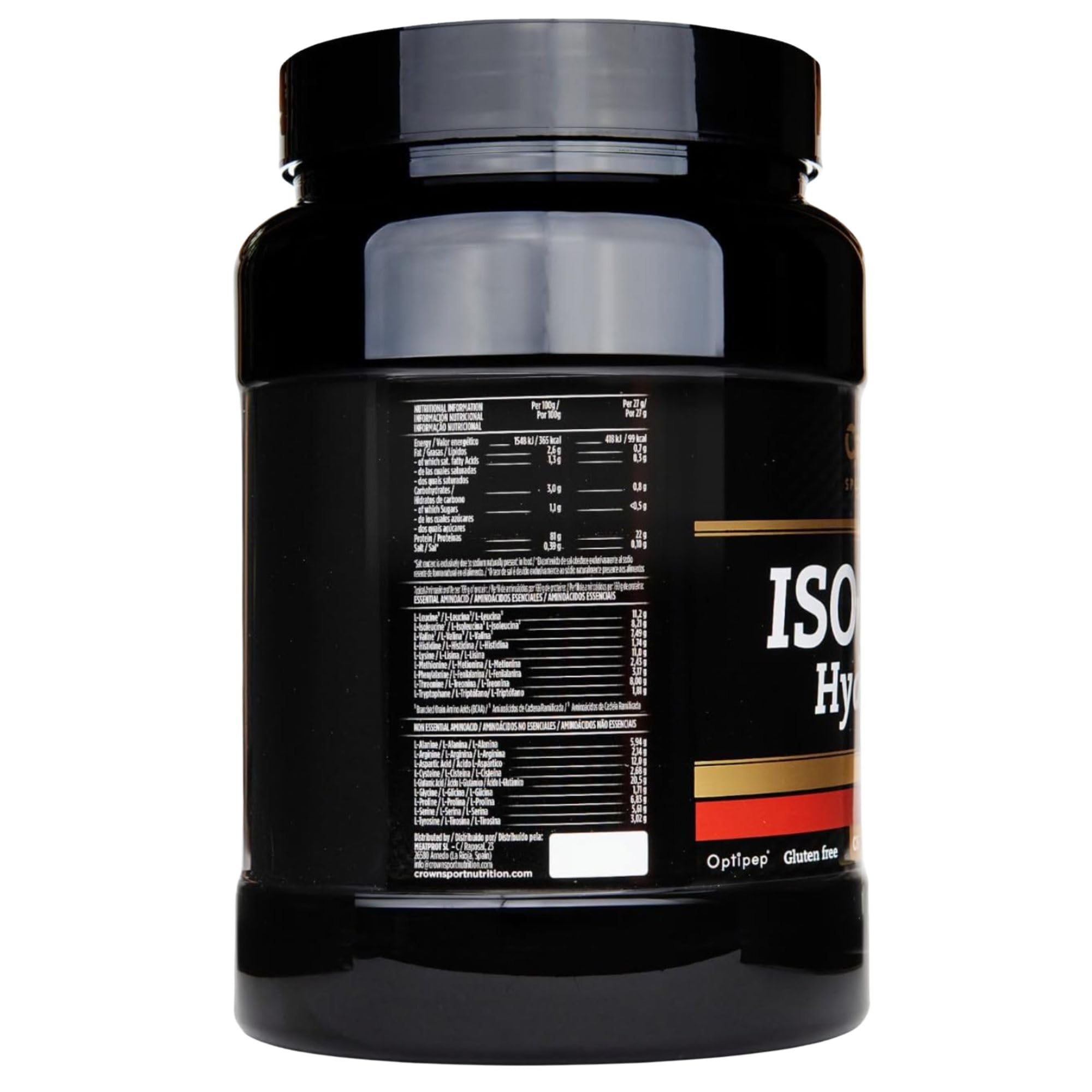 Crown Sport Nutrition ISO Whey Hydrolyzed Chocolate | Proteína Hidrolizada Optipep® 90 | > 87% Proteína Aislada Sin Lactosa | BCAA y Glutamina | 918 g 34 tomas | Informed Sport