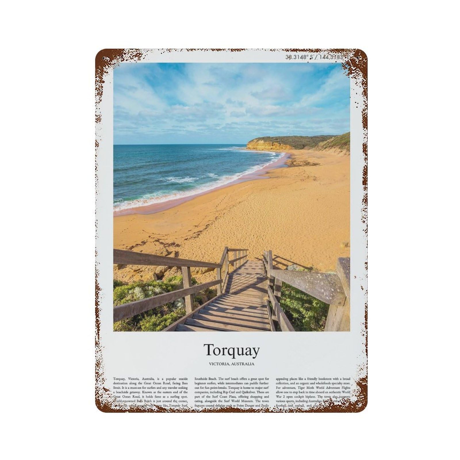 xiaoxiaoshen Torquay Victoria, Australia City Scenery Wall Decor Art Metal Tin Poster Modern Home Decor Art Home Bar Shop Decorations Vintage Sign 40x30cm