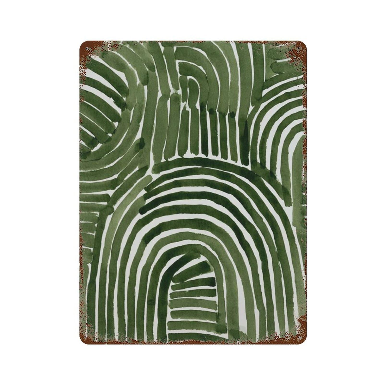 xiaoxiaoshen Green Abstract Botanical Modern Nature Minimal Wall Decor Art Metal Tin Poster Modern Home Decor Art Home Bar Shop Decorations Vintage Sign 40x30cm