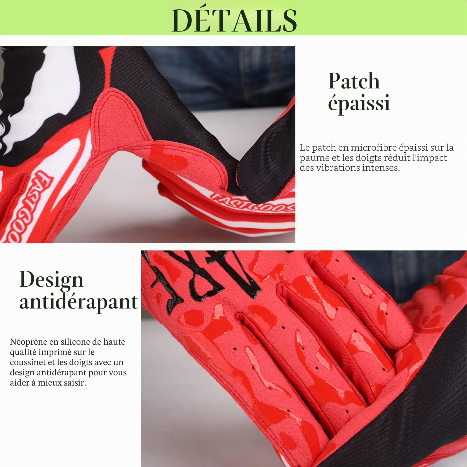 Gants de Moto, Gants de Cyclisme Respirants pour VTT MTB Motocross Racing, pour Hommes et Femmes