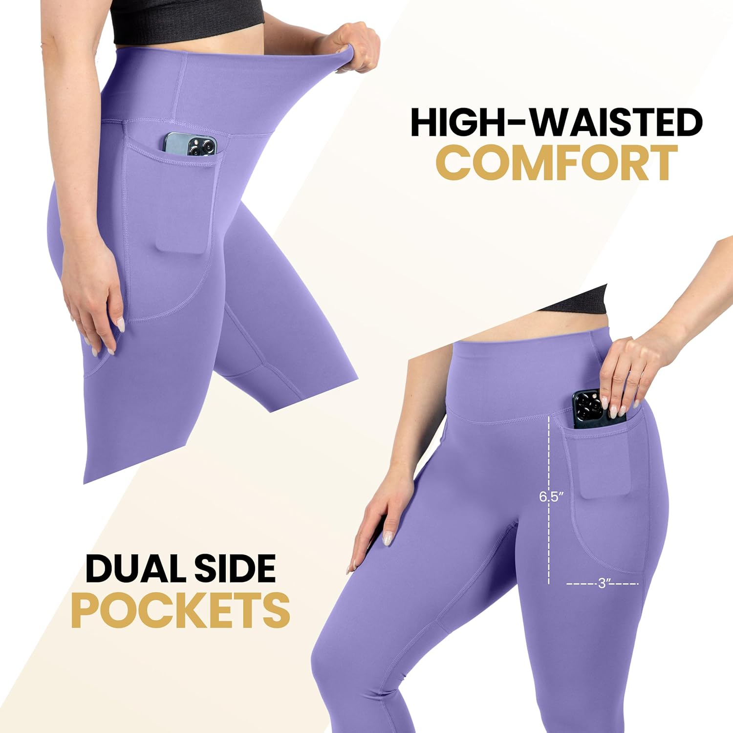 Yoga Pants with Pockets for Women Tummy Control High Waisted Buttery Soft Gym Leggings Workout Clothes for Women - Image 2