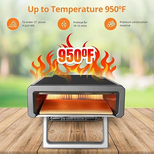 Miniatura 2 de Horno de pizza al aire libre, horno de pizza de gas propano de 12 pulgadas para viajes al aire libre, camping, picnic, patio trasero, exterior,