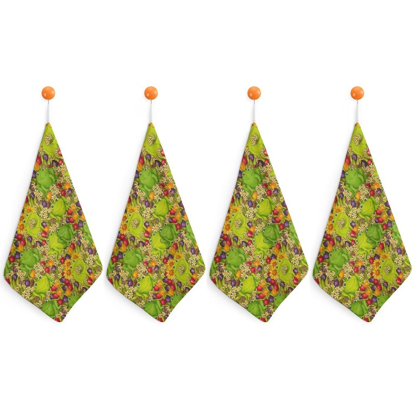 LWORZIIB 4 Piece Hanging Hand Towels, Frog Small Dry Hand Towel for Kitchen Bathroom
