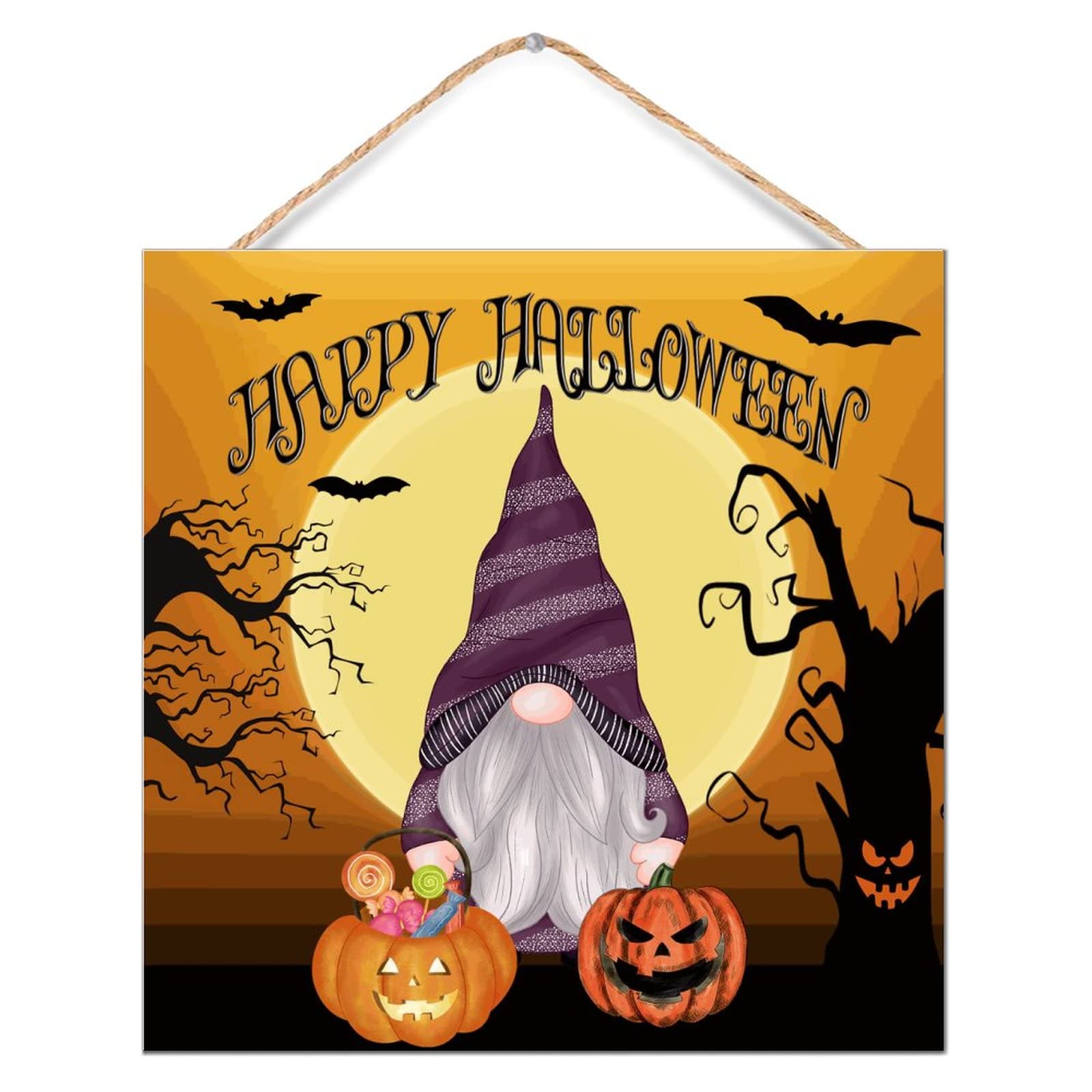 Dynia Halloween Drewniana tablica Halloween Party Decor Znak drewna Dom wiejski Rustykalne drewniane znaki dekoracyjne do łazienki Kuchnia Wystrój żłobka Parapetówka Prezenty 12x12in