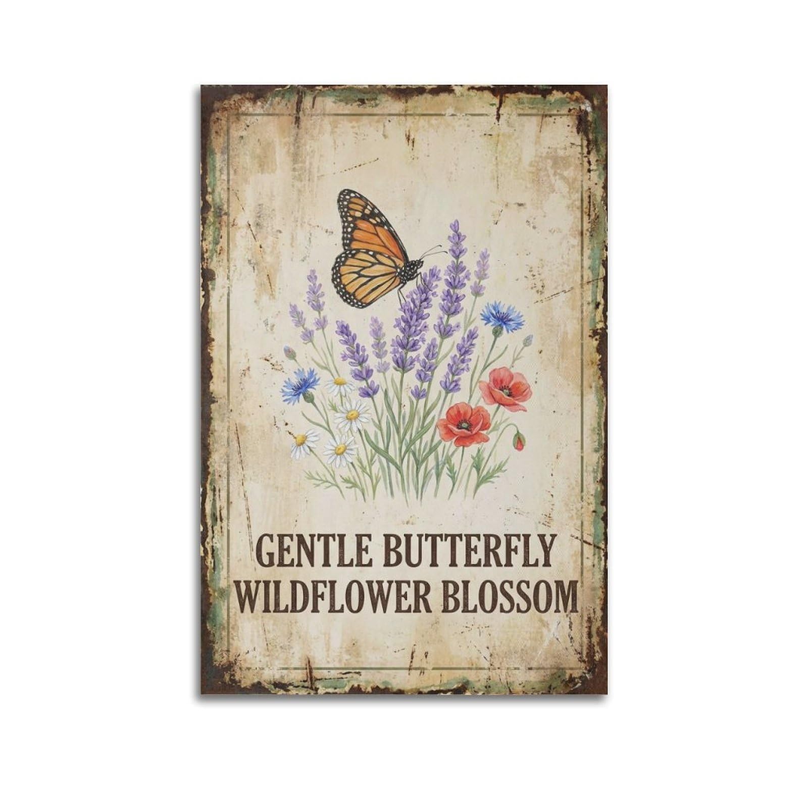 OKAHYS Botanical Wildflower Poster Gentle Butterfly Classic Modern Decorative Canvas Prints - Ideal Wall Art for Family, Man Cave, Game Room, Boys & Girls Bedroom 24x36inch