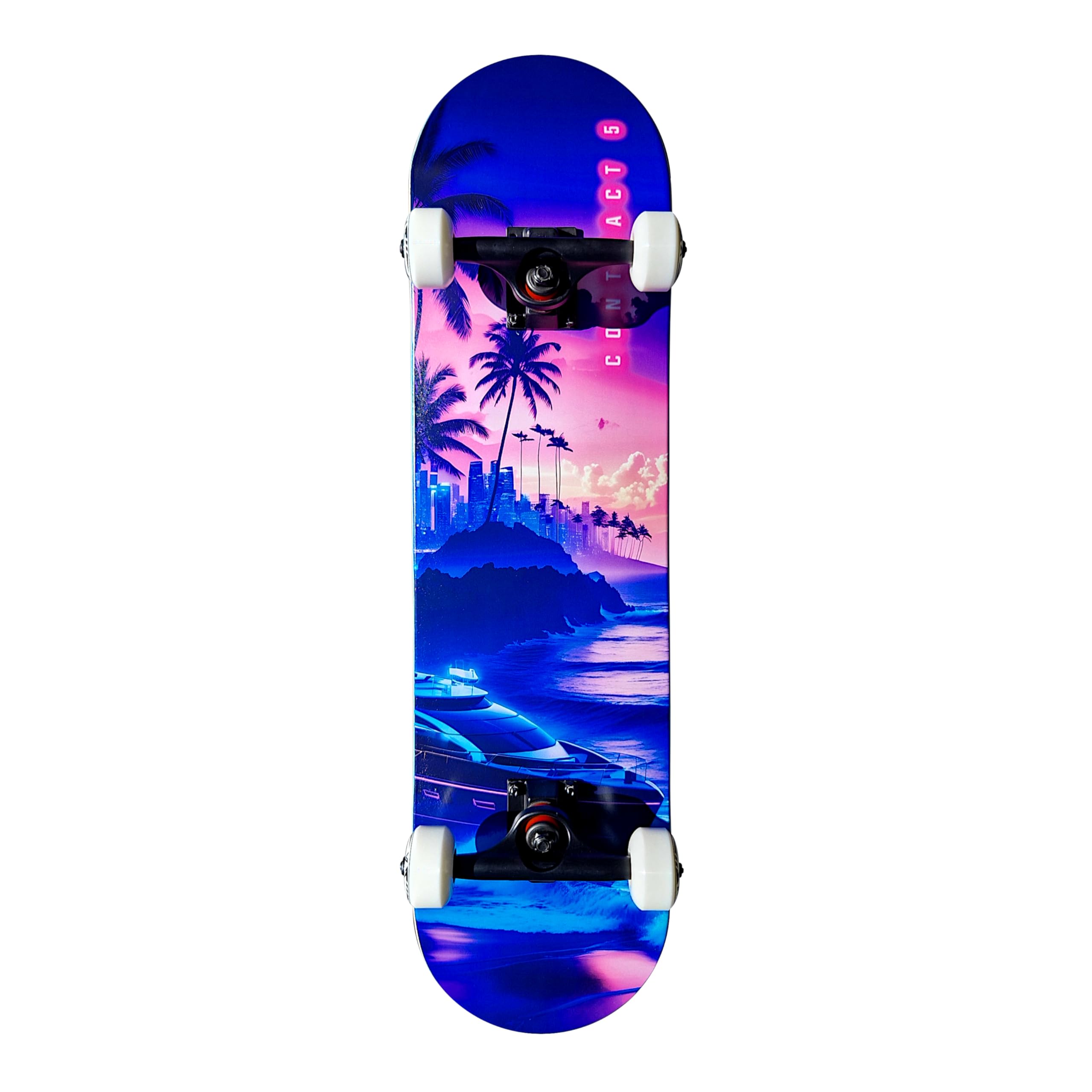 Komplett Skateboard Pacific Paradise - für Kinder und Jugendliche - 7-lagiges Ahornholz Deck - Medium Concave Standard Popsicle Shape - für Anfänger, Profis, Mädchen & Jungs