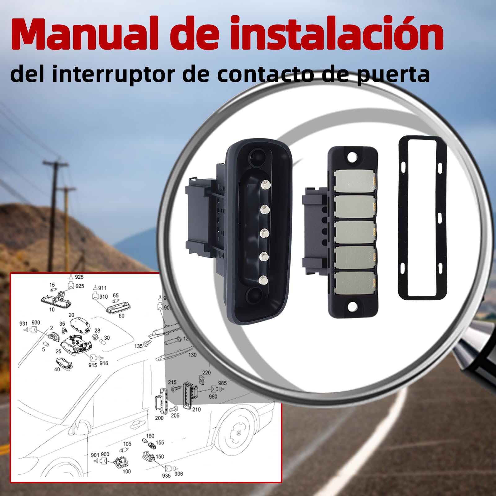 Interruptor de contacto de puerta de 5 pines – Apto para Mercedes Clase V W447 / Vito W447 / Marco Polo W447 / Viano W639 / Vito W639 / Sprinter W907 W910 (907, 910) – Interruptor de contacto