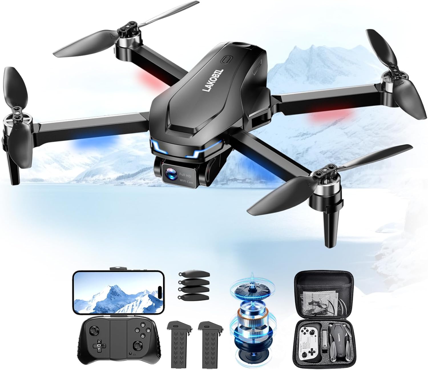 Drone with AI Optical Flow & AI Voice/Gesture Control, 1080P FHD FPV Camera for Kids Beginners Adults, Brushless Motor Foldable RC Drone, One-Key Start, 3D Flips, 2 Batteries 26 Min, Indoor/Outdoor