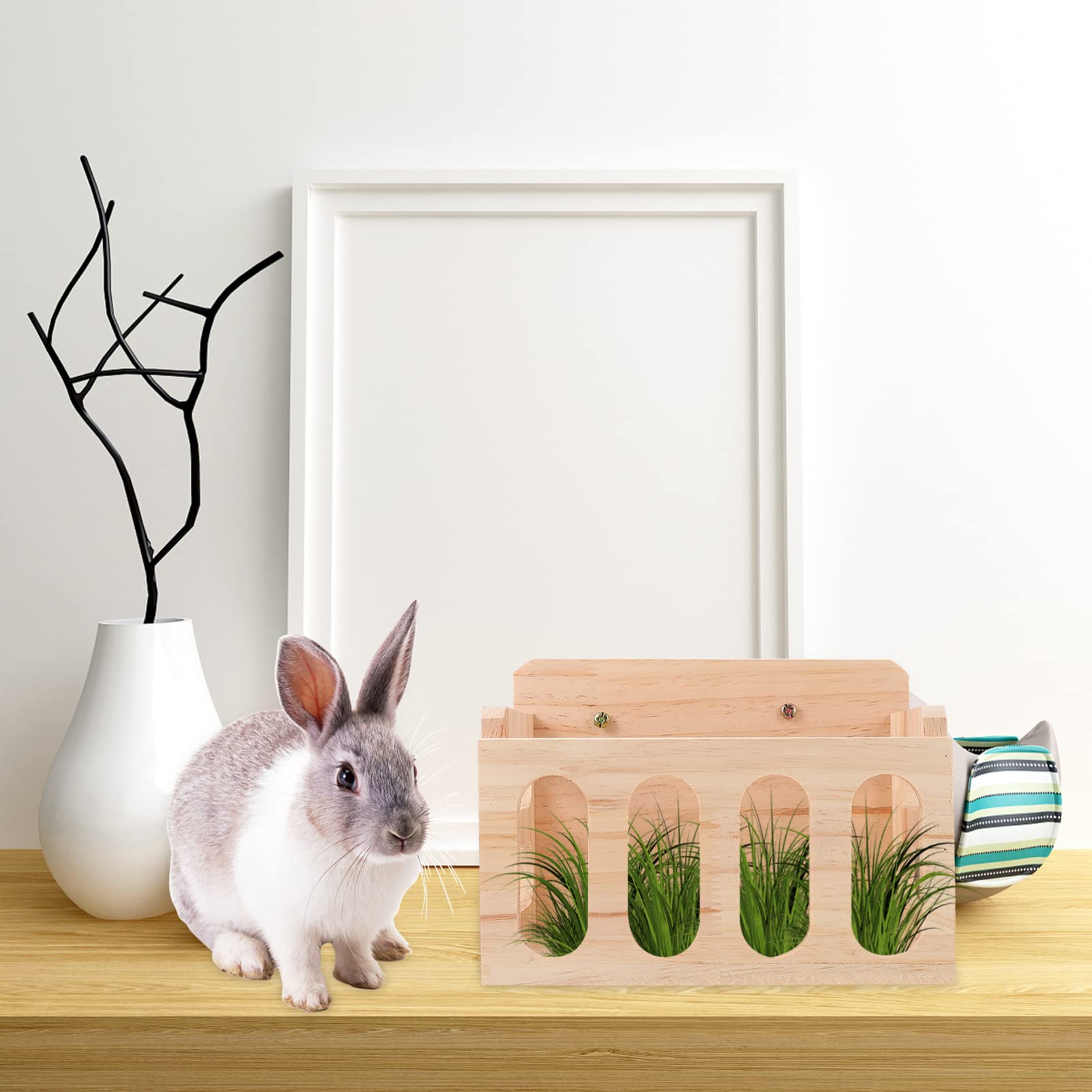 POPETPOP Pesebre Heno Hámster De Conejitos Alimentador de de de Madera Alimentación de Alimentos Rack Rack Alimentador para Guinea Pig Chinchilla Dispensador De Comida para Accesorios