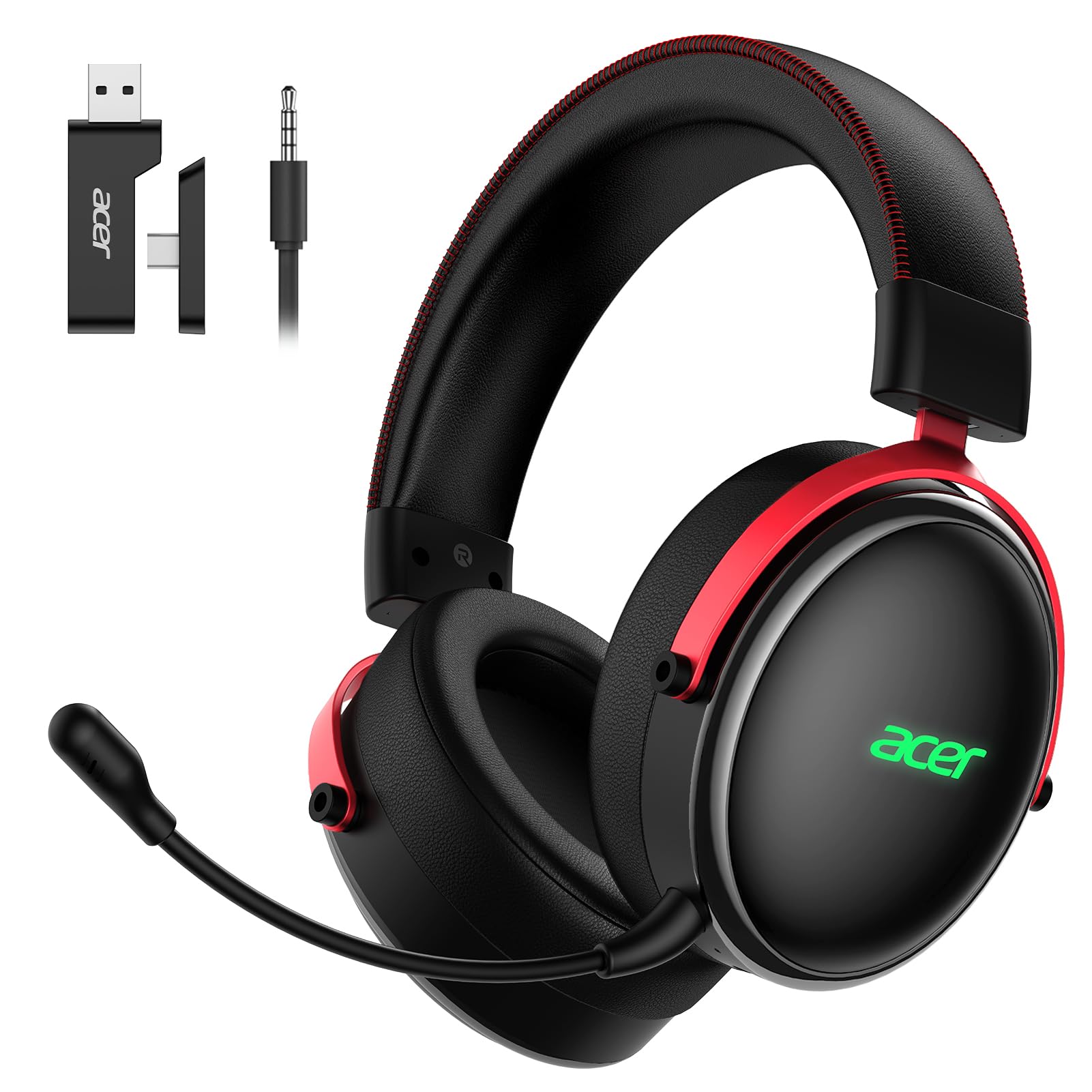 acer 2.4GHz Wireless Gaming Headsets for PS5, PS4, PC, Switch, Bluetooth Gaming Headset with Mic, Stereo Sound, 40+Hr Battery, 50mm Drivers - Black