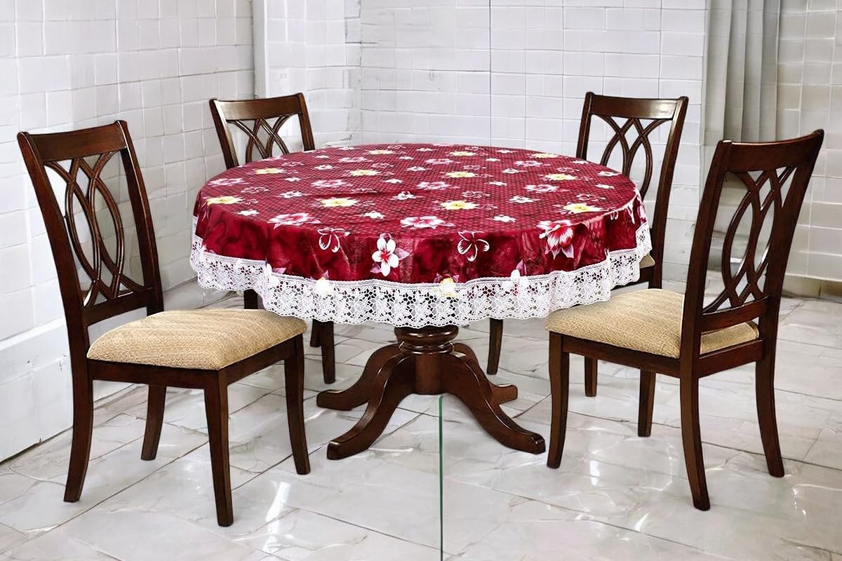CASA-NEST Round Shaped 4 Seater Table Cover 60 inch round inches with White Border lace printed006 (B097YN8SJ7) Amazon Price History, Amazon Price Tracker