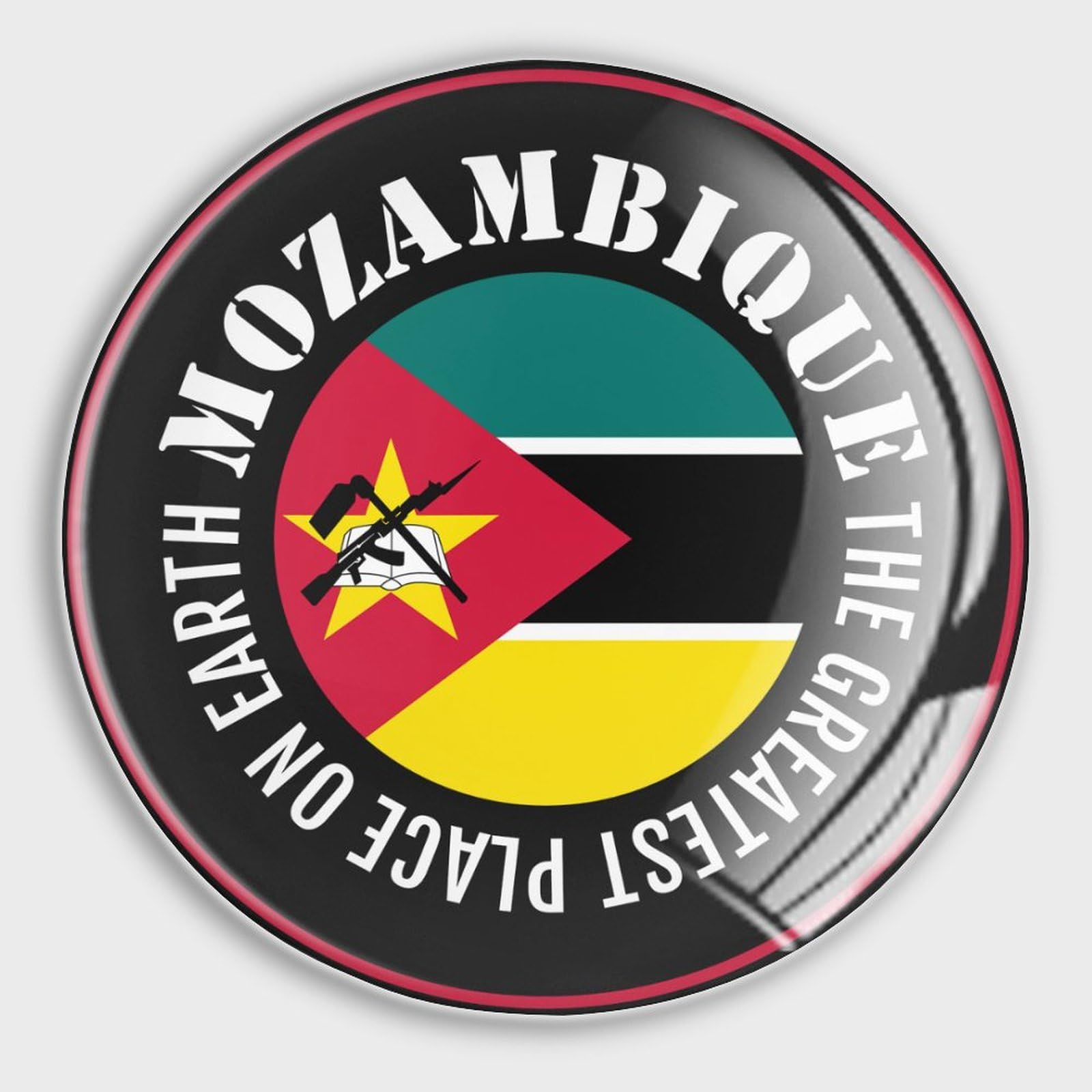 Aimant de cuisine Mozambique - Décoration patriotique en verre pour votre frigo