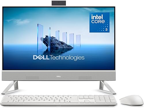 Dell 24 All-in-One Desktop ec24250 - Pantalla FHD de 23.8 pulgadas, procesador Intel Core 3 100U, gráficos Intel, 8 GB DDR5 RAM, SSD de 512 GB,