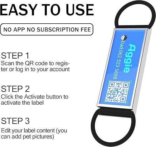 Miniatura 3 de Placa de identificación con código QR, etiquetas de nombre de perro personalizadas, silenciosas y silenciosas, escanea y en línea gratis QR Reciba