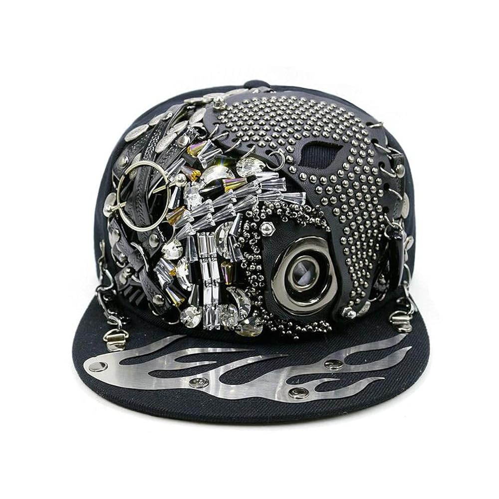 HappyERA Crystal Hip Hop Hat Punk Rock Spike Studs Rivets