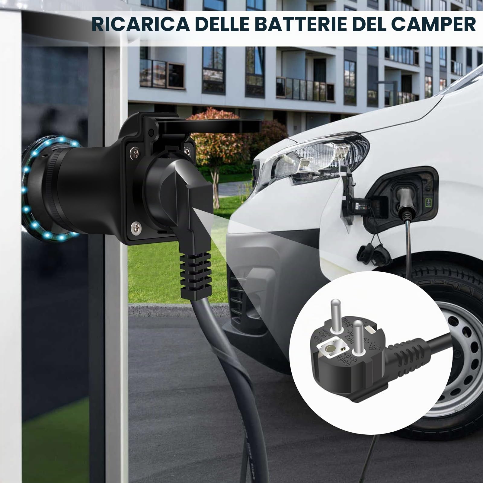 Adattatore tipo 2 a Schuko Presa 220 V tipo 2 a presa Schuko,adattatore ricarica EV Per Caricare Biciclette Elettriche, Scooter moto Elettriche presso le EV Stazioni Ricarica