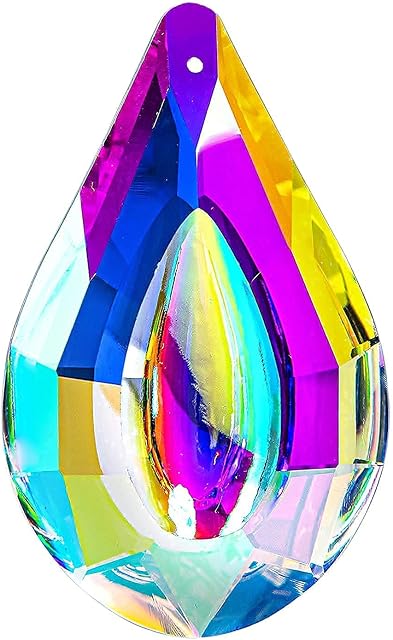 H&D 76mm Rainbow Suncatcher,Chandelier Glass Teardrop Lamp Prisms Parts Hanging Window Pendants (colorful, Concave Teardrop)