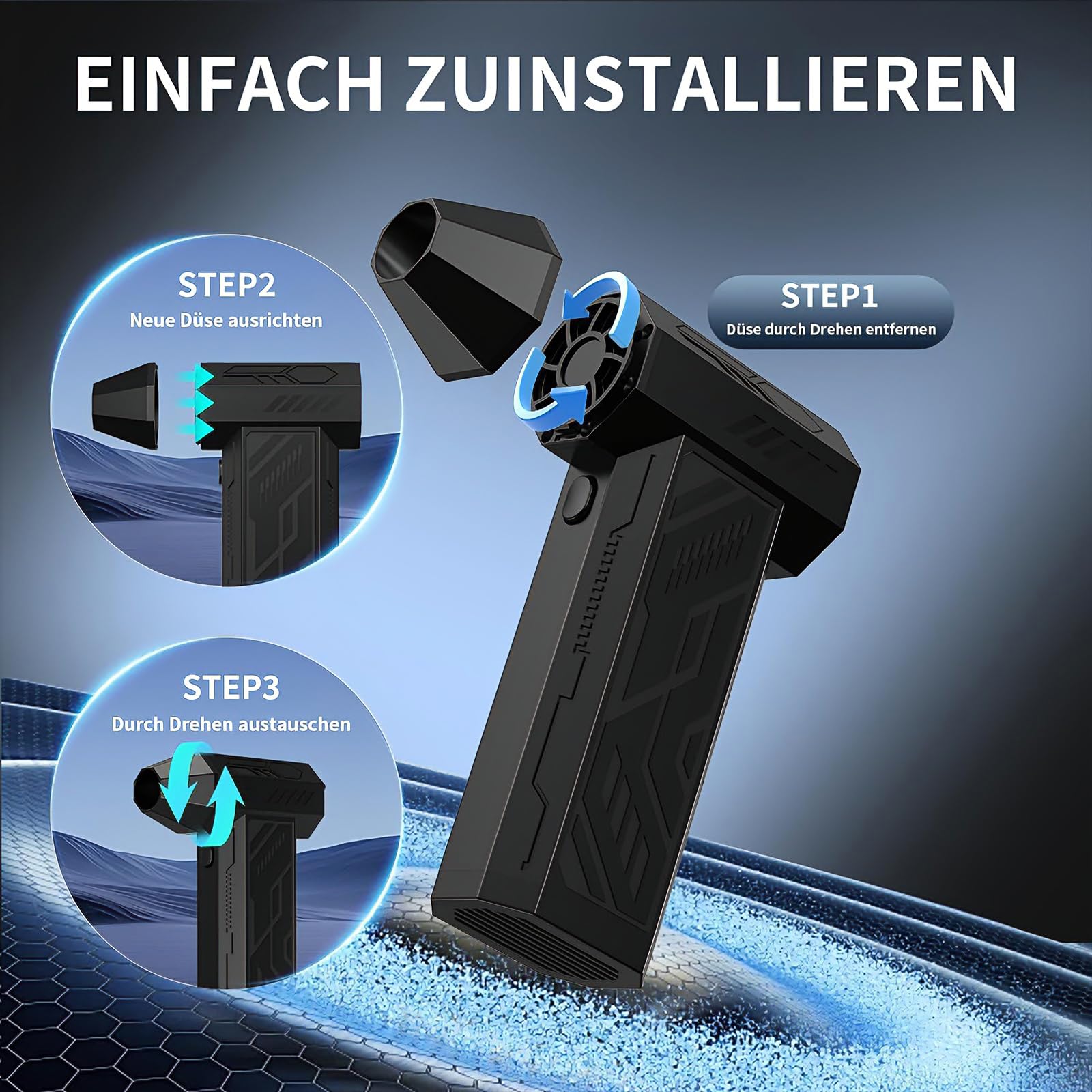 Elektrischer Staubbläser, 4-Gang-Elektroluftstaubblüter mit 110.000 U/min, wiederaufladbarer Luftbläser, kabelloser Luftstaubblüter, Mini-Gebläse für PC, Laptop, Elektronik, Tastatur, Sofa, Auto