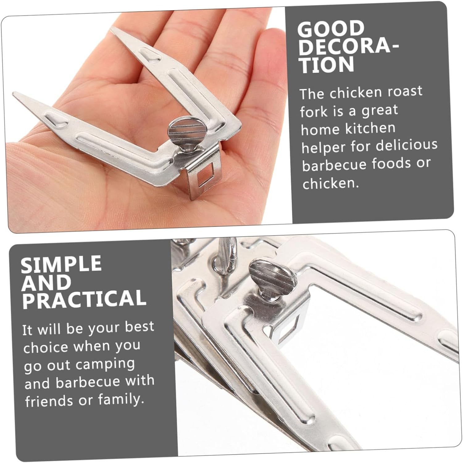 6 Set In Acciaio Inox Friggitrice Ad Aria Forchetta Pollo Arrosto Forchetta Pesce Carne Grigliata Forchetta Agnello Tacchino Forchette Per Griglia Girarrosto Girarrosto Bbq Cucina (argento)