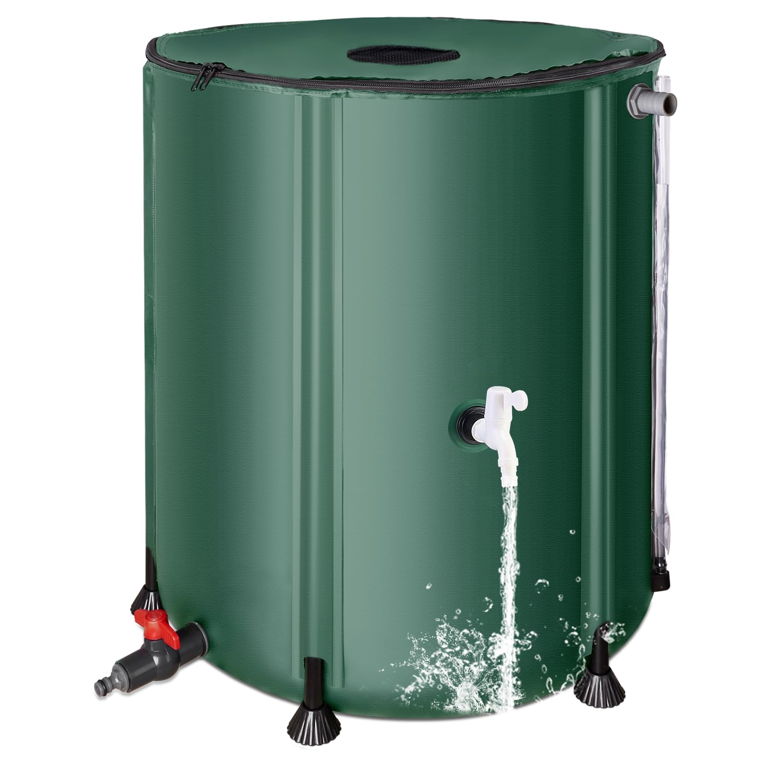 Collapsible Rain Barrel Water Collection System - 53 Gallon Portable Water Storage Tank,Foldable Rainwater Collect System Downspout, Water Catcher Container with Filter, Spigots＆Overflow Kit