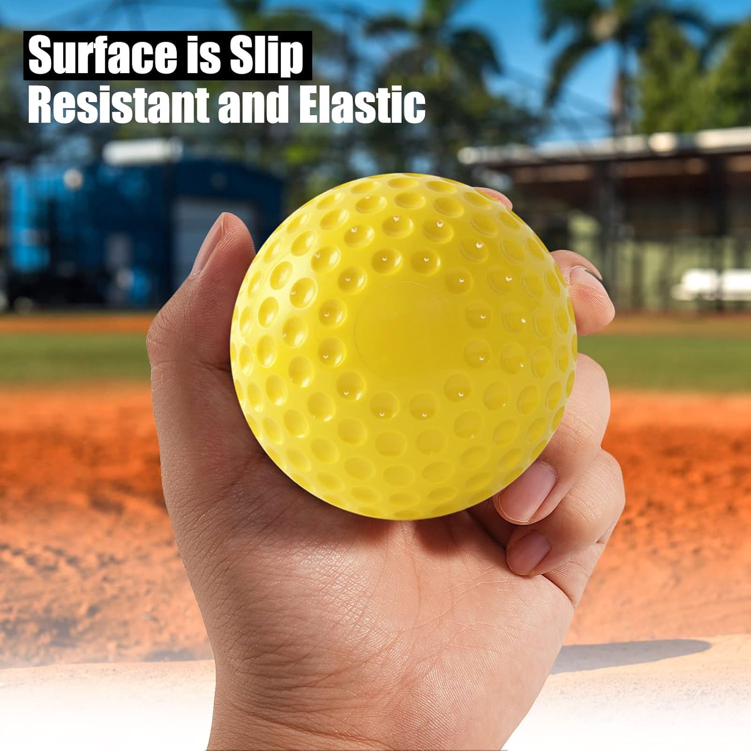12 Pcs Yellow Dimpled Softballs, 12-Inch Pitching Machine Ball Softballs for Indoor/Outdoor, Hitting and Fielding Practice Foam Sport