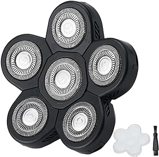 6 Blade Shaver Replacement Heads for Bald Men with Blade Cover (Black)