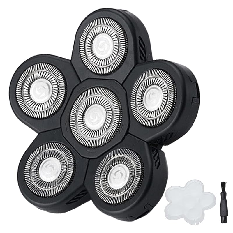 Cabeça de reposição com 6 lâminas para barbeador elétrico Auruveby com capa protetora, preta