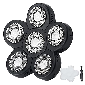 6 Blades Shaver Replacement Heads Electric Razor Blade Replacement Blades for Bald Men Shaver Replacement Blade with Blade Cover Black