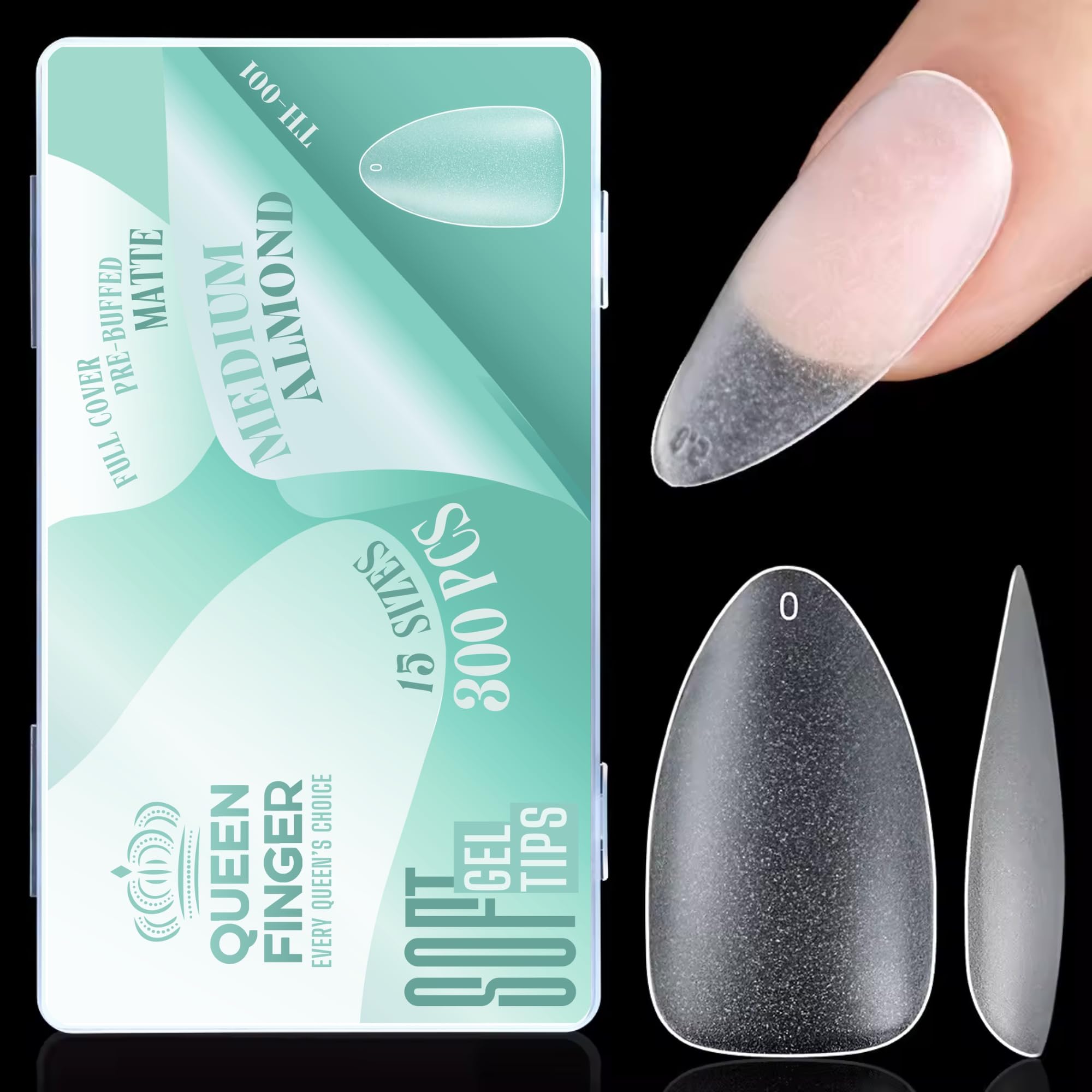 Soft Gel Nail Tips with Box – 300PCS Clear Gel X Nail Tips Full Cover Fake Nails Soft Acrylic Tips for Nail Extension Manicure at Home or Salon DIY Use for Women and Girls (TH-001, Buffed)-image-40