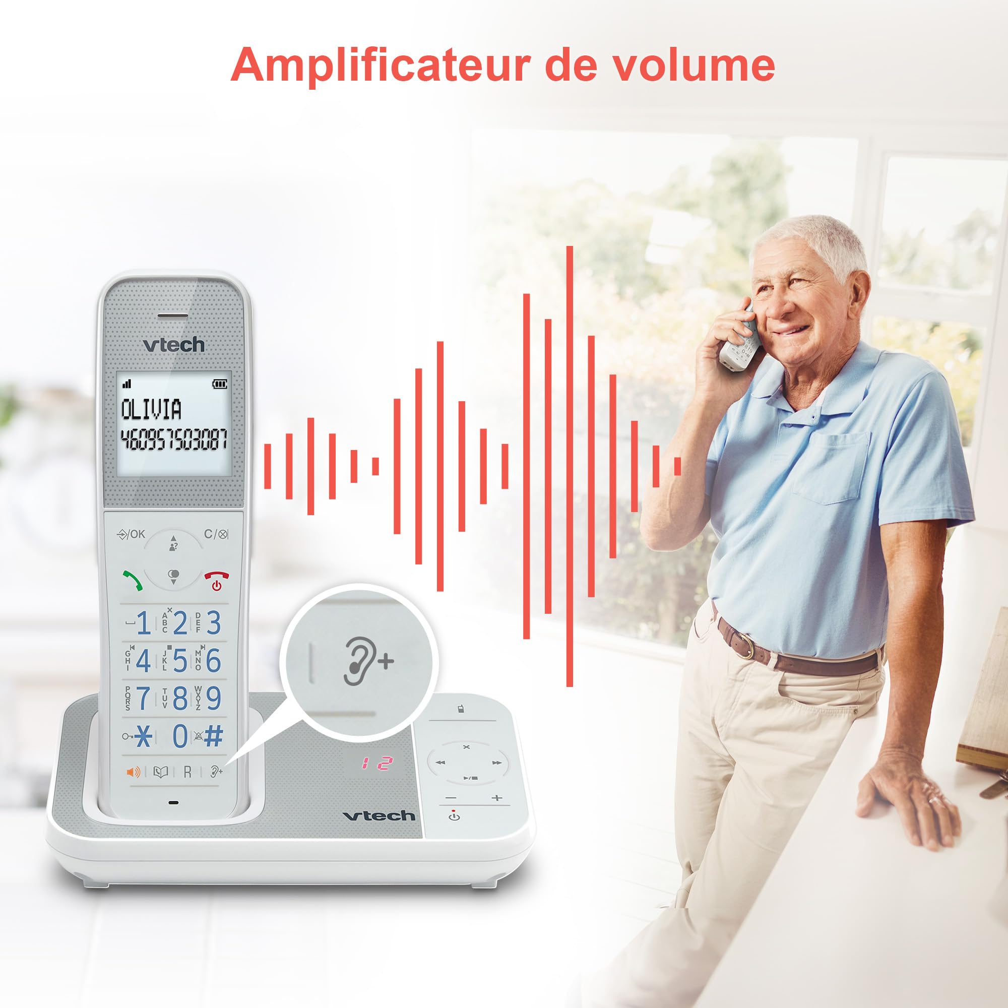 VTech XS1050 Schnurlostelefon mit Anrufbeantworter, schnurloses DECT-Telefon, Anruferkennung/Anruffunktion, Lautstärkeregler, Freisprechfunktion, Anrufschutz