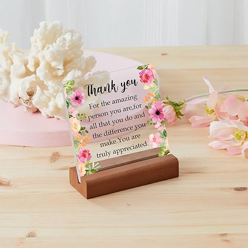 Miniatura 5 de Cartel de agradecimiento de despedida para mujeres, hombres, amigos, jefes, regalo de jubilación, placa cuadrada de acrílico con soporte de madera