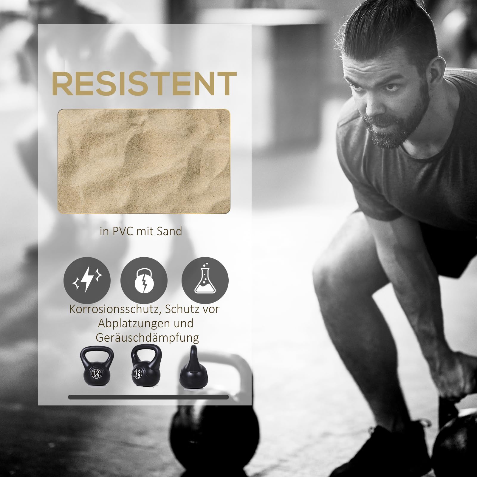 HOMCOM Kettlebell Kugelhantel Gewicht-Hantel mit Sand befüllt für Anfänger Zuhause Krafttraining