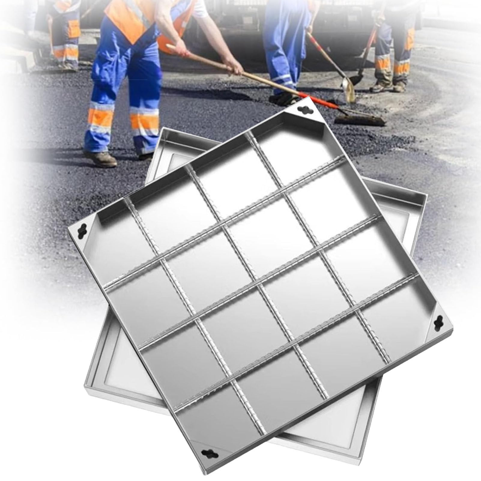Invisible Manhole Cover, Clear Opening Stainless Steel Recessed Manhole Cover and Frame Square Heavy Duty Embedded Invisible Decorated Inspection Chamber Lid for Patios Garden Courtyard,1000mm/39.37in