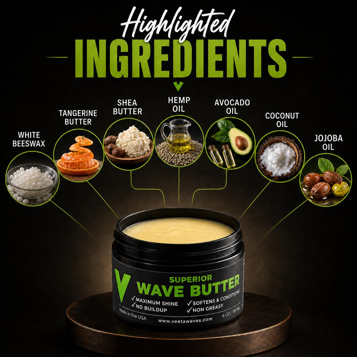 Veeta Natural Wave Grease and Shea-Tangerine Wave Butter for 360 Waves